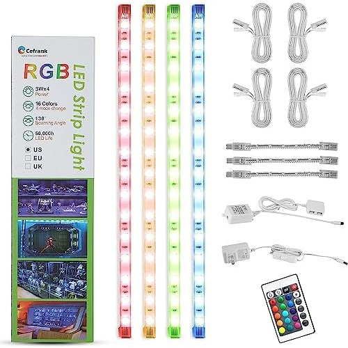 Juego De 4 Barras De Luces Led De 12 Enlazables Rgb Exh...