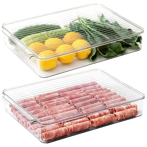 Paquete de 10 cubos organizadores de refrigerador, organizadores de  refrigerador y almacenamiento transparentes, organizador apilable con tapa