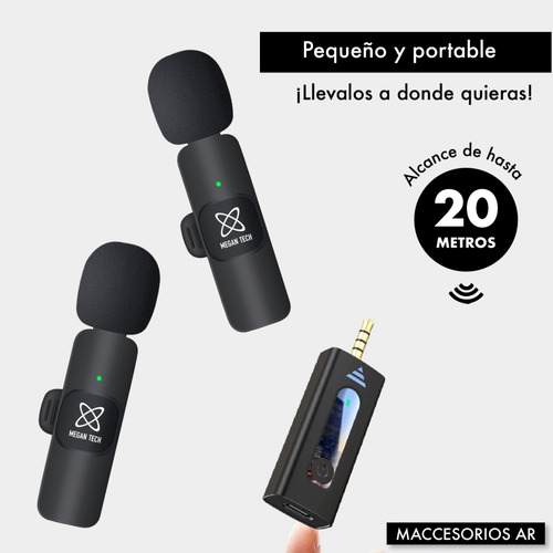 Microfono Corbatero Inalambrico 3.5mm 2 Mic Periodista