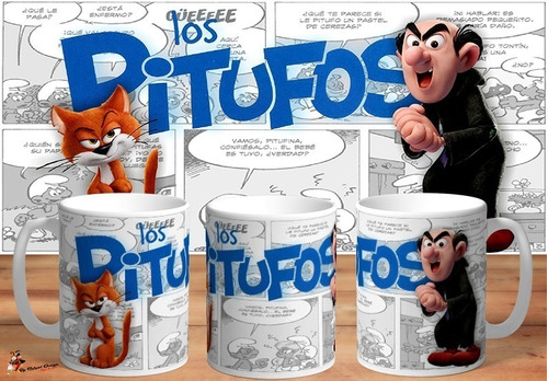 Taza Los Pitufos Gargamel Y Azrael 4k Art 02