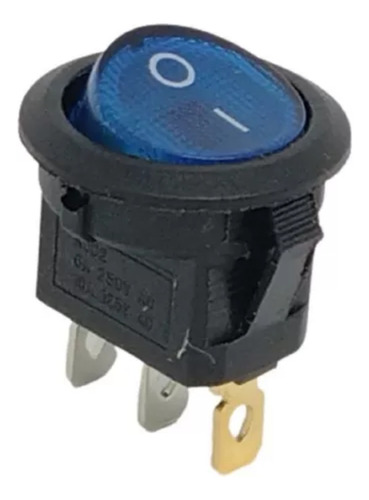 Llave Tecla Redonda C/luz Azul 12v 3p On/off 