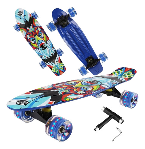 Patineta Skateboard Tipo Penny Freestyle Con Ruedas Con Luz