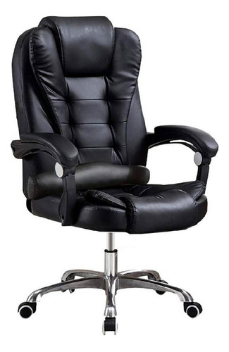 Silla de escritorio Lumax Miles ZGS-959-SA ergonómica  negra con tapizado de cuero sintético