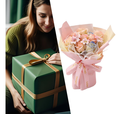 Regalo Del Día De La Madre, Ramo De Flores De Jabón, Rosa