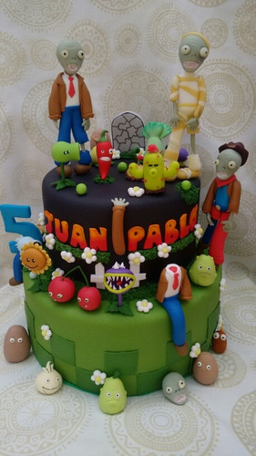 Torta Falsa Plantas Vs Zombies En Porcelana Fria