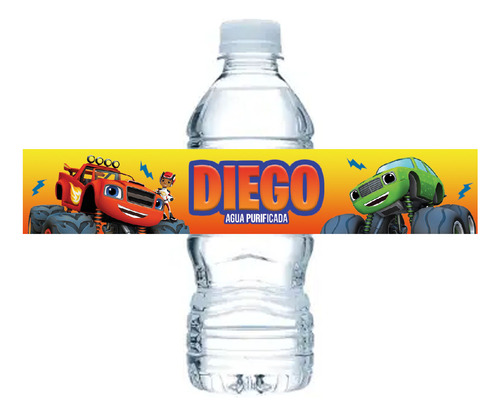 28 Etiquetas Para Botella Agua Tipo Blaze Monster Fiesta