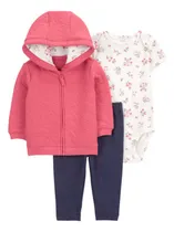 Comprar Set De 3 Piezas De Body, Pantalón Y Campera Carters P\u002F Bebé Rosa Oscuro 9 Meses