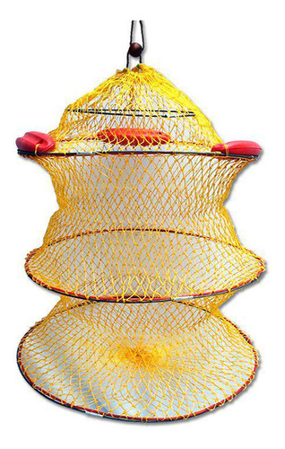 Samburá Cesto Viveiro Pesca Nylon - Amarelo 50x40cm