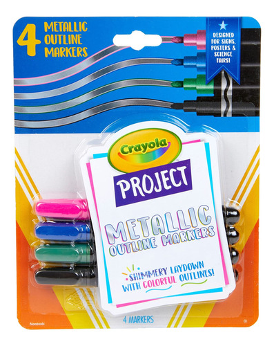 Crayola Marcadores De Contorno Metálicos, Colores Surtidos.