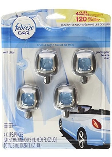 Ambientador Coche Febreze - 4 Clips (linen & Sky)