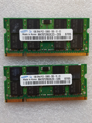 Memória 2gb Ddr2 (2 Pentes Iguais De 1gb Cada) Samsung 5300s