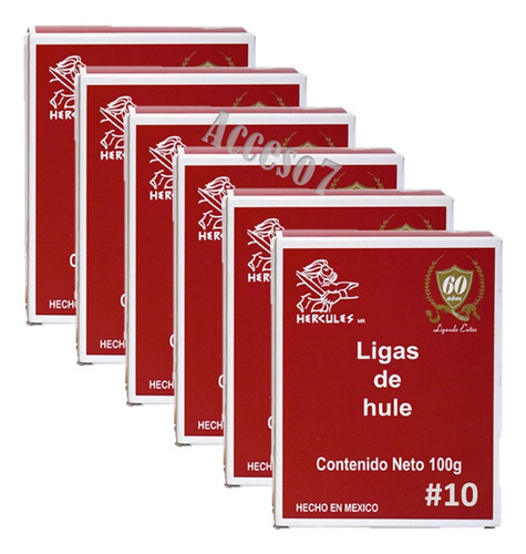 6 Cajas De Liga Chica Numero #10 Hule Natural 600gr En Total