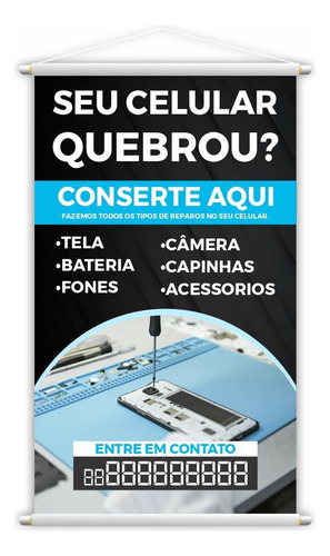 Banner Conserto Reparos De Celulares Número Contato 80x50cm