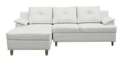 Imagen 1 de 2 de Sofa Modular En L Helvet Izquierdo Ecocuero Blanco