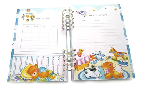 Imagem 4 de 10 de Álbum Livro Diário Bebê Personalizado Urso Príncipe Marinho