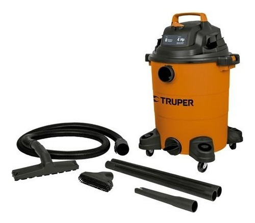 Aspiradora De tacho Truper ASPI-08 8 gal  naranja y negra 120V 60Hz