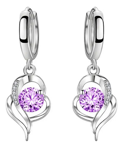 Aretes Pendientes Cristal Plata Regalo