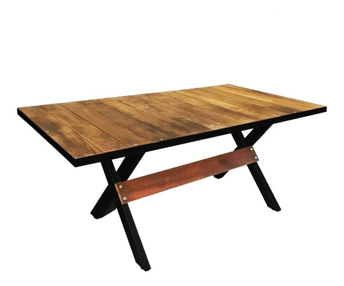 Mesa De Comedor Vintage X Madera Acero Negro 1.70