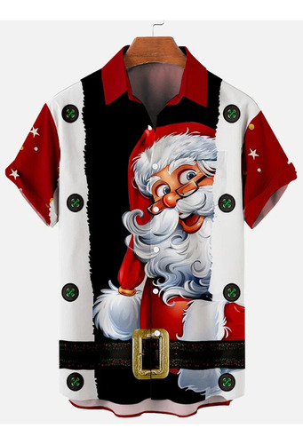 Camisas Con Botones Estampadas En 3d Con Tema Navideño Para