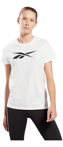 Remera Reebok Mujer Graphic Manga Corta Blanca