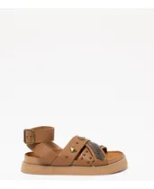 Comprar Sandalia Cuero Con Tiras Cruzadas Y Tachas Mujer Desiderata