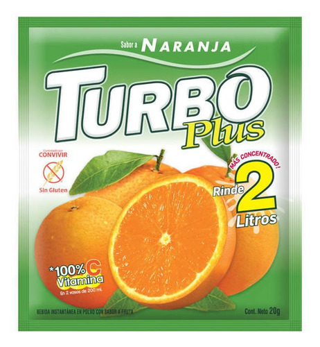 Jugo Refresco En Polvo Sin Gluten Turbo Naranja (10 Un)
