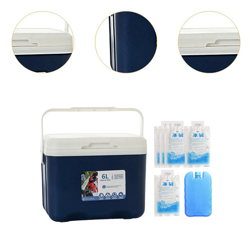 Nevera Portátil De 6 L Con Asa, Ideal Para Acampar, Azul