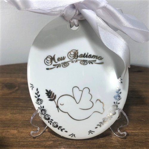 Imagem 3 de 9 de Enfeite Medalha Para Batizado Batismo - Porcelana