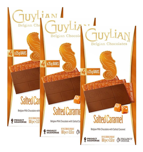 3x Chocolate Belga De Caramelo E Sal Guylian 100g
