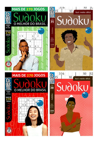  4 Livros Passatempo Sudoku O Melhor Do Brasil   Coquetel