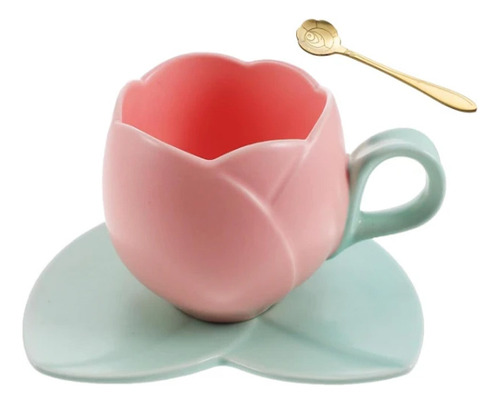 Mini Tulipán Taza Y Plato Set Para Chica Con Cuchara