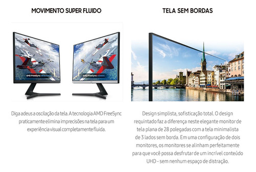 Monitor Samsung 28 Led Uhd 4k 2x Hdmi Freesync Série Ur550 Display Port - Lu28r550uqlmzd