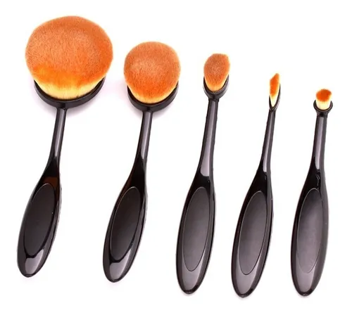 Set 5 Brochas Oval Negras Con Caja Profesional