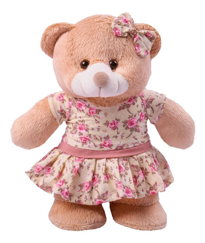 Ursa Princesa Em Pé 30 Cm Floral Menina