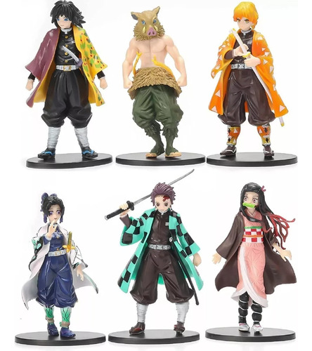 6 Piezas Anime Demon Slayer Colección Figuras De Juguete