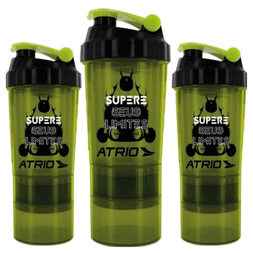 Combo 3x Coqueteleiras Shaker Verde 500ml Com Mola - Atrio 