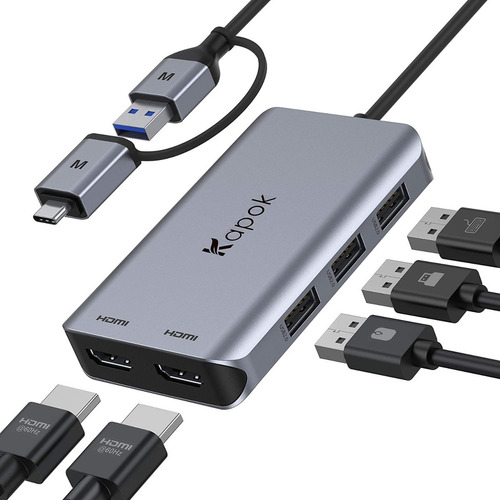 Adaptador Multipuerto Usb Doble Hdmi Para Macbook Pro Air M1