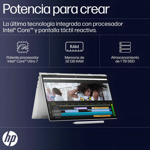 Laptop Hp Envy 16 Core Ultra 7 32gb 1tb Ssd Plata Touch 360