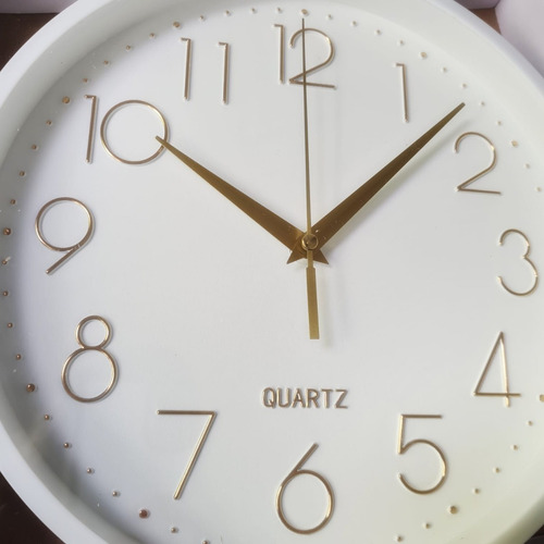 Reloj De Pared - Dorado Y Blanco