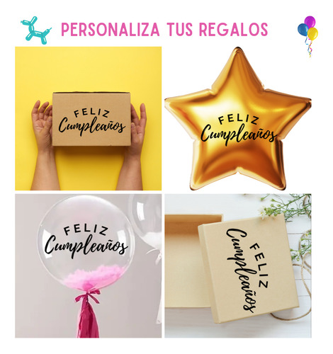 Vinil Feliz Cumpleaños Para Globos Y Cajas