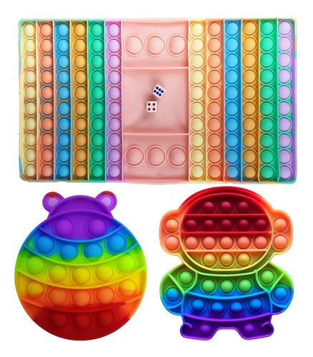 Pop It Brinquedo Fidget Toy Anti Stress Kit Com 3 Criança Cor Colorido