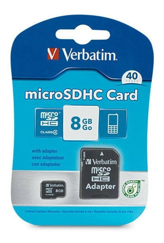 Memoria Micro Sd 8 Gb Verbatim Con Adaptador Clase 4 96807