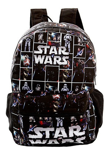 Mochila Star Wars Costa Escolar Juvenil Cor Preto