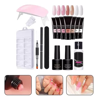 Conjunto De Gel Para Extensão De Unhas Com Lâmpada Uv