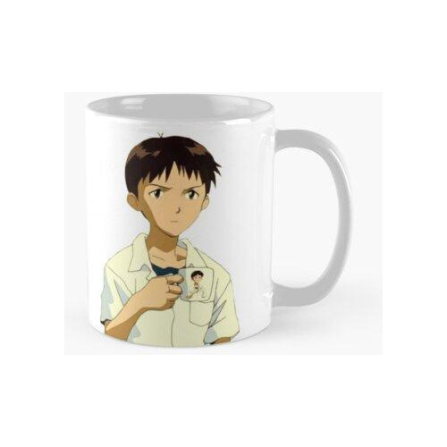 Taza Evangelion Shinji Bebiendo Café Calidad Premium