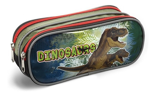 Imagem 1 de 1 de Estojo Duplo Infantil Dinossauro Rex Seanite