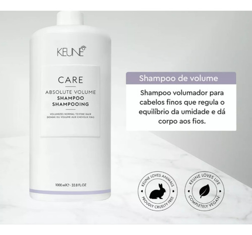 Shampoo Absolute Volume Keune 1000ml Para Cabelos Finos