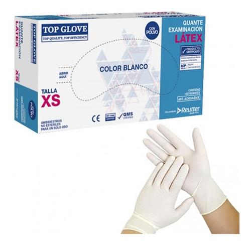 Guante Latex Top Glove Con Polvo Talla M Caja 100 Unidades