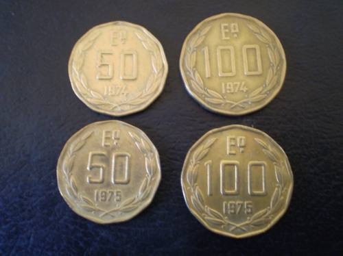 4  Monedas De 50 Y 100 Escudos El 1974-1975