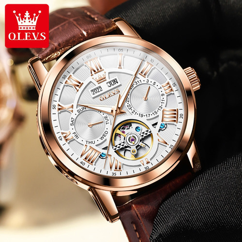 Reloj Mecánico Luminoso Olevs Tourbillon Color del bisel Rose White